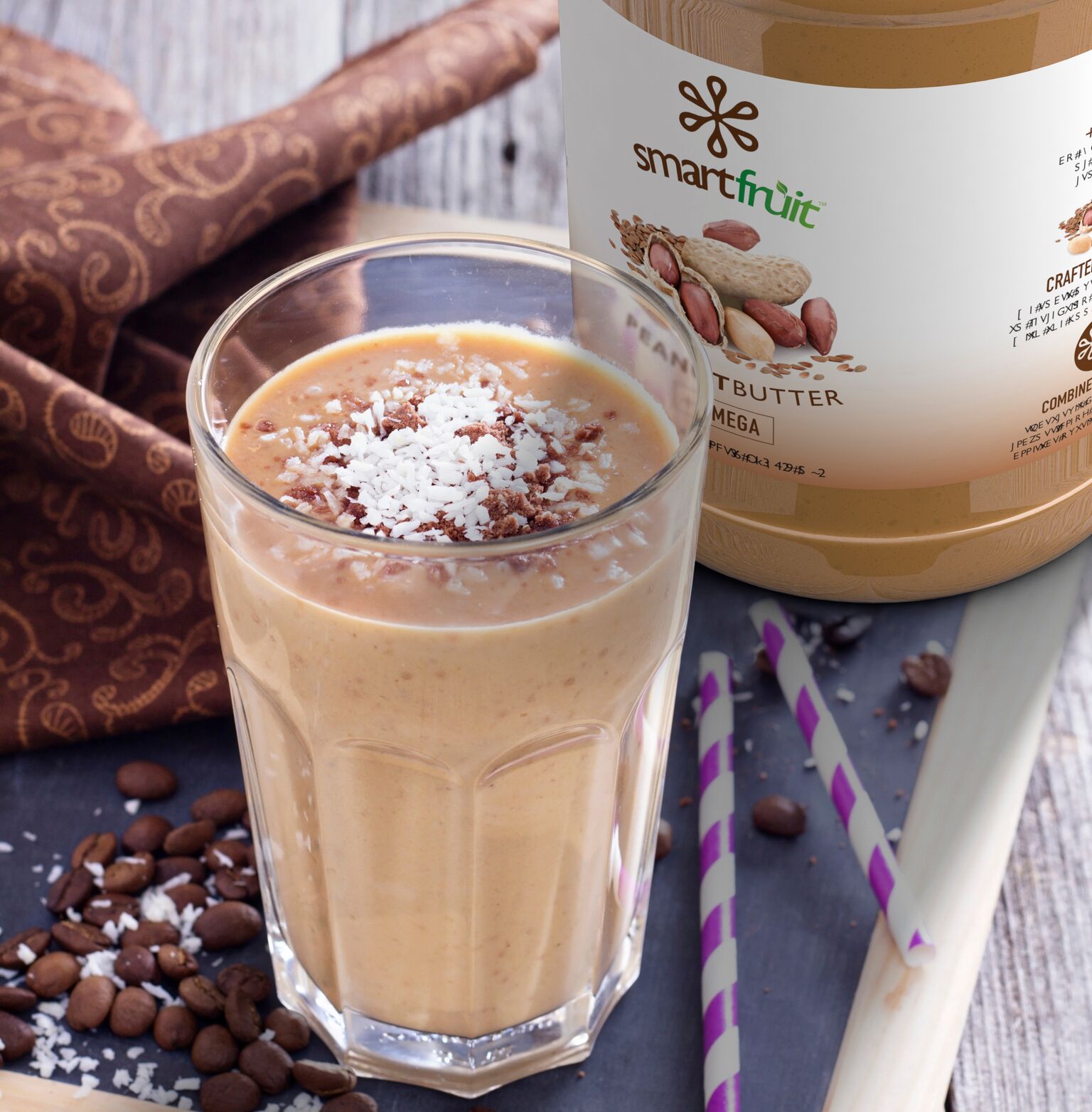 Coffee, Coconut, & Peanut Butter Frozen Cappuccino Made with Smartfruit